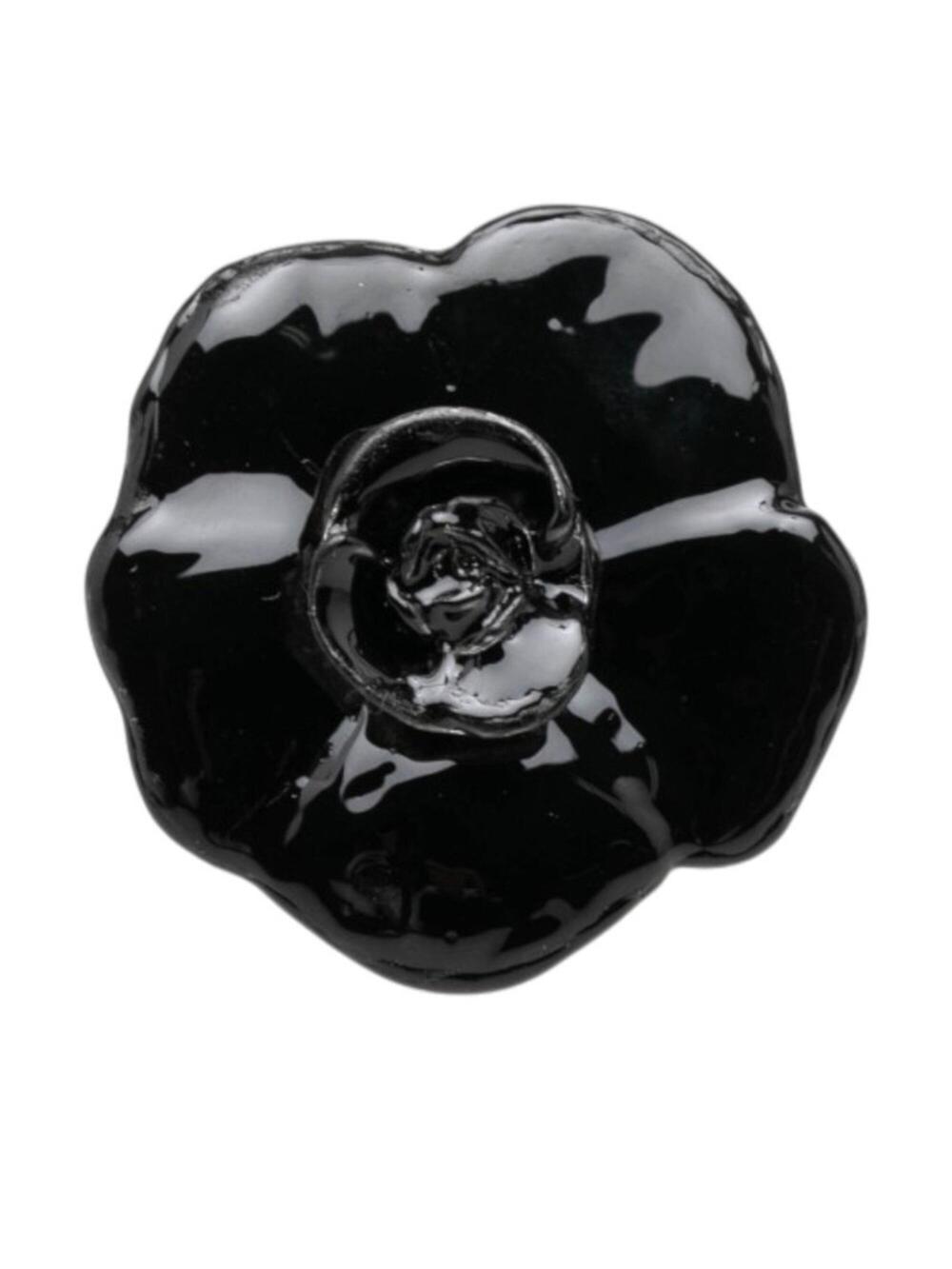 Chanel Camellia Ring Metal Black And #299500C49B